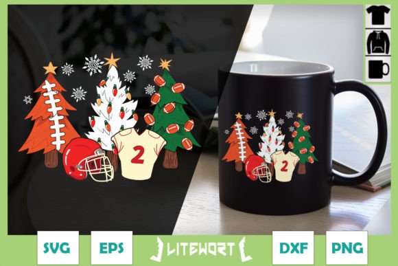 American Football Christmas Tree Cute Graphics for Crafts