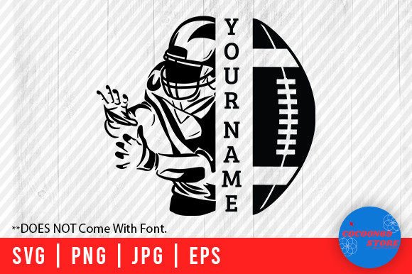 Football Name Half Player Frame SVG Graphics for Crafts