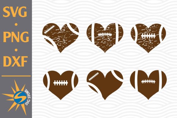 Heart Football, Distressed Football Graphics for Crafts